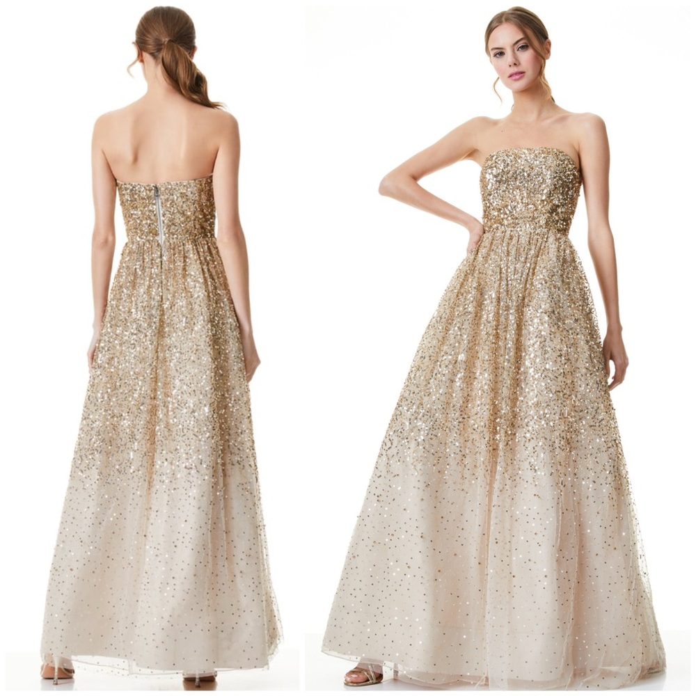 ALICE + OLIVIA DAISY SEQUIN STRAPLESS GOWN